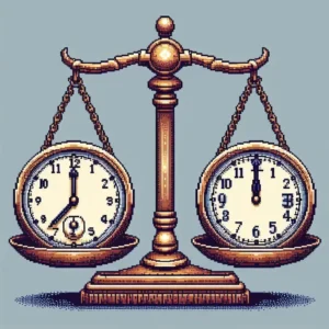 relógio em uma balança